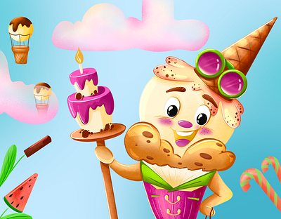 Character Design for Cafe - Icecream Maffin bakery brand character branding cartoon character design digital art drawing identic illustration kids illustration