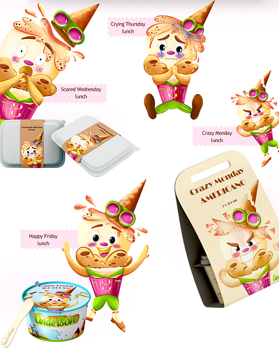 Package design with brand character for family cafe bakery brand character branding cartoon character design design digital art drawing illustration
