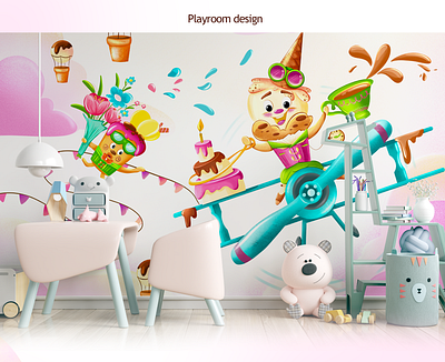 Illustration for Wall desing at Family cafe's playroom bakery brand character branding cartoon character design design digital art drawing illustration