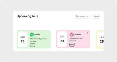UI - Cards dashboard components banking bills budget cards dashboard desktop finance ui