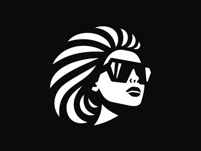 Woman Logo barbershop beautiful brand dj emblem face girl glasses hair head lady logo music musician producer rock simple sport style woman