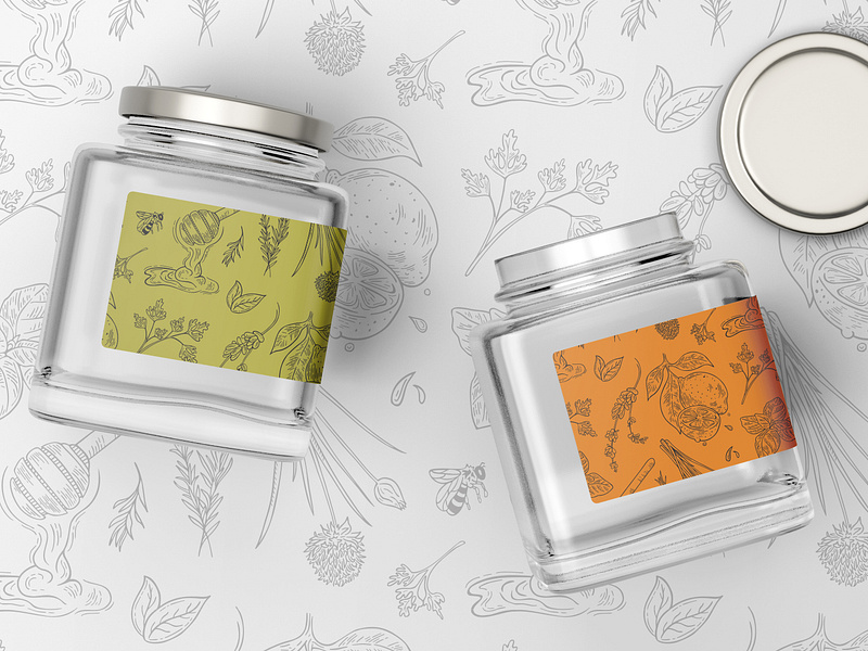 Herbs & Spices Repeat Pattern for Packaging brand branding container design food packaging herbs illustration illustration art jar jars label label design mockup packaging pattern pattern design product packaging repeat pattern spices surface design