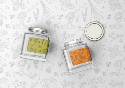 Herbs & Spices Repeat Pattern for Packaging brand branding container design food packaging herbs illustration illustration art jar jars label label design mockup packaging pattern pattern design product packaging repeat pattern spices surface design