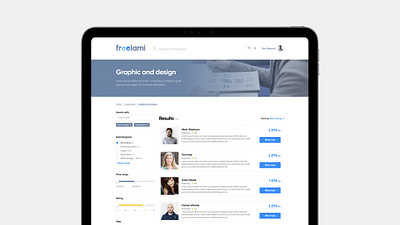 Freelami - Search clean design freelancer search ui website work