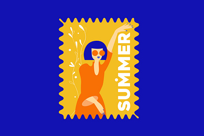 Summer vibe post stamp art character design digital girl illustration postcard poster summer vector vectot