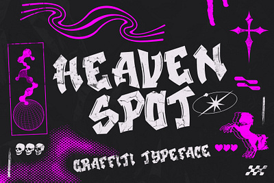 Heaven Spot - Rad Graffiti Display branding cool design font graffiti graphic design hip hop hiphop illustration logo painting quirky rap skateboard spray street street art typeface urban wall