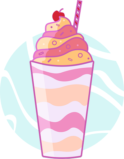 Sugar Rush bubble tea cherry cream dessert drawing food food illustration ice cream illustration milkshake packaging pink purple sugar vector