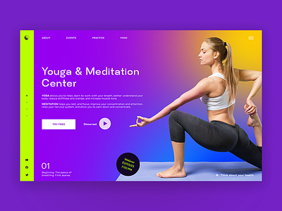 Hero section for the Yoga Studio website adobe illustrator adobe photoshop app colorful desktop figma fitness gradient graphic design health hero section key visual meditation minimal ui ux user interface visual design web design website yoga