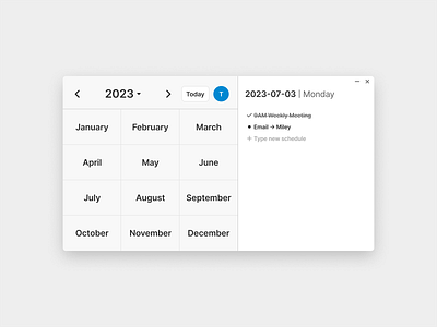 Months - Typeline app calendar desktop simple to do ui ux widget