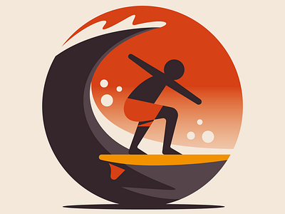 Seven sun safety myths (Which? Travel) icon illustration sun surf water wave