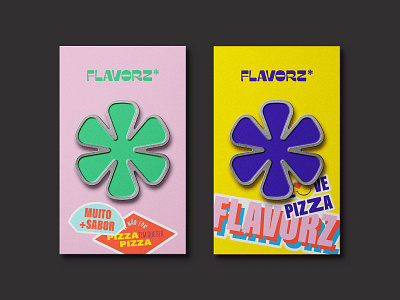 Flavorz brand Identity branding design download freebie identity logo mockup packaging pin enamel pizza box psd template typography