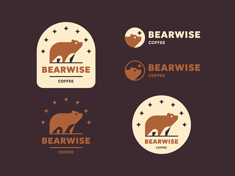 Coffee shop logo representing a bear and a constellation of stars