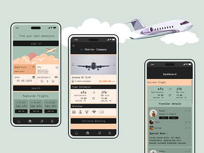 Jetset - Mobile UI Design for Flight Booking creative app destination flight booking illustration mobile app mobile ui online tickets pastel plane ticket booking travel