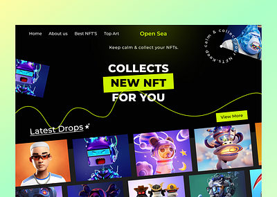 Open Sea- NFT Market Place Landing Page application color crypto crypto currency design dribbble eth figma landing page market place nft open sea top art ui web website website design