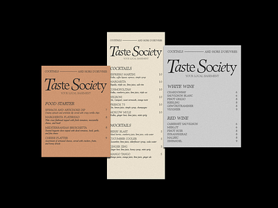 Taste Society bar branding concept graphic graphic design identity menu type typography