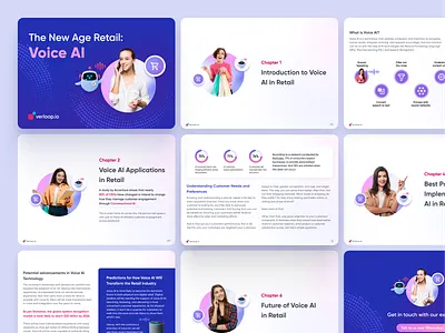 Voice AI in Retail: A Comprehensive Guide Design branding ebook graphic design icons illustration layout vector visual design voice ai