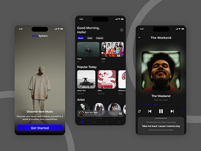 SongSphere - Online Music Player app design figma mobile app music player ui uiux ux