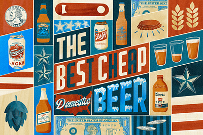The Best Cheap Beer Illustration america beer branding design graphic design handlettering illustration lettering logo procreate typography ui usa vector