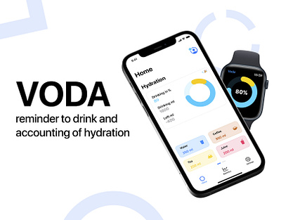 VODA - reminder and hydration app app app design design figma graphic design ui uiux ux water