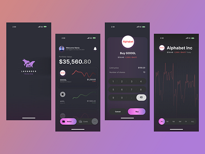 Lavander trading app concept adobe xd animated app branding dailyui design figma graphic design logo ui ui ux ux