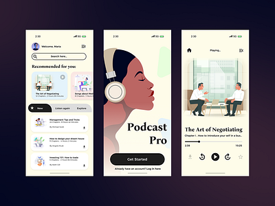 Podcast Pro app concept adobe xd app branding dailyui design graphic design illustration logo ui ui ux