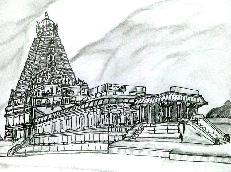 thanjavur big temple by Abineshh on Dribbble