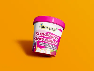 Strawberry Stratusphere Ice Cream branding design graphic design illustration package design
