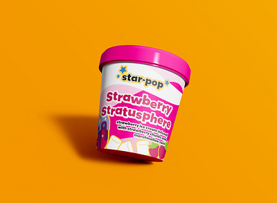 Strawberry Stratusphere Ice Cream branding design graphic design illustration package design