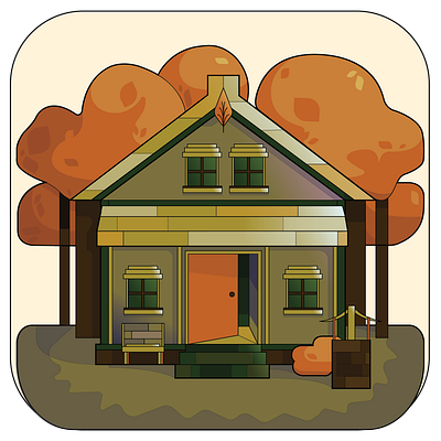 Seasonal House Illustration - Fall