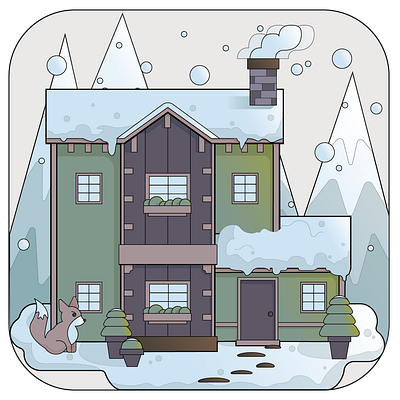 Seasonal House Illustration - Winter