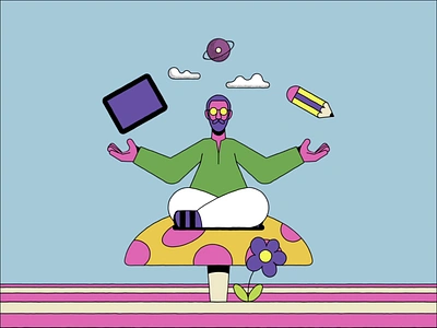 Meditate. Illustrate. Animate. 🙏 ✍️ ☁️ 🪐 animation breathe character design flower illustration ipad meditation mindfulness mushroom pencil planet pop art procreate psychedelia psychedelic self portrait seventies sixties universe zen