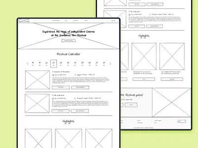 Wireframes of Sundance Film Festival Platform calendar clean dailyui dailyux home home design home page landing landing page minimal ui user experience ux ux design uxdesign web design webdesign website wireframe wireframes
