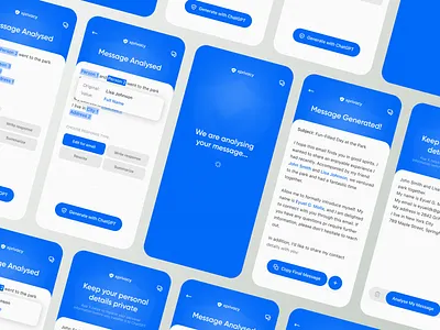 Message Analysing App UI/UX Design ai artificial intelligence blue chatgpt clean design flat illustration interface llm minimalist skynick skynickdesign text typography ui ui elements ux