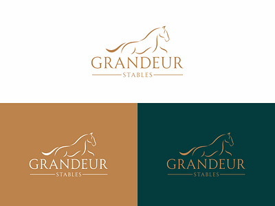 Grandeur Stables Logo Design classy graphics elegant emblem elite branding equestrian branding exclusive boarding grandeur stables high end design horse logo horse training logo logo design logo inspiration luxury equine opulent symbol premium care prestigious facility regal equestrian sophisticated equine