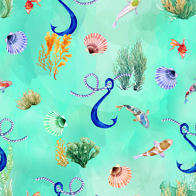 Fishing baby pattern design graphic design illustration pattern design seamless pattern