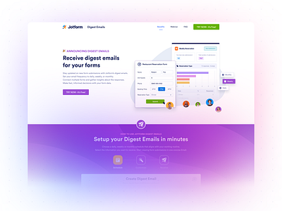 Jotform︱Digest Emails Feature automation chart data visualization landing page mail product product design saas ui user interface ux web design