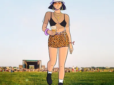 Festival time colour design drawing fashion illustration music paris style