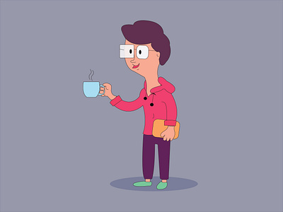 Illustration of a boy holding a cup. character character design design graphic design ilustration vector graphics