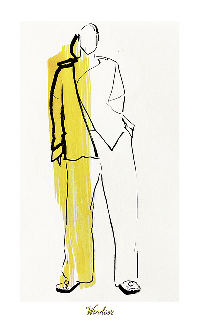 Windsor fashion gouache illustration people yellow