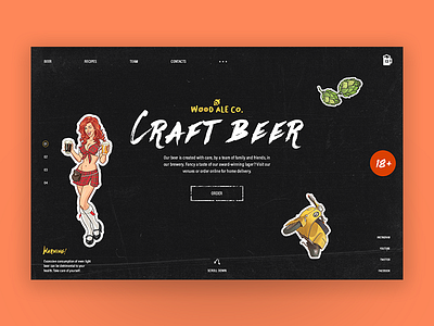 Hero section for the Craft Beer Pub website adobe illustrator adobe photoshop ale bar beer branding craft craft beer drink graphic design illustration minimal pub typography ui ux user interface vector graphic visual design web design website