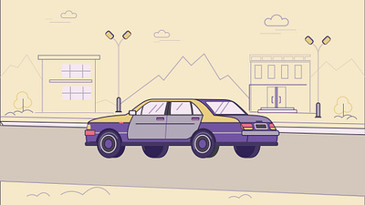 Car in road design digitalart illustration motion graphics vector