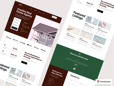 Real Estate Website - FREE UI KIT buy design free graphic design illustration kit logo real estate sell ui ui design uidesign uikit uikits uiux ux web website