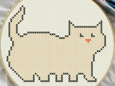 Fluffy Cat Embroidery Cross Stitch Pattern embroidery graphic design illustration