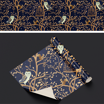 Owl forest surface pattern design digital illustration graphic design illustration pattern surface pattern wallpaper