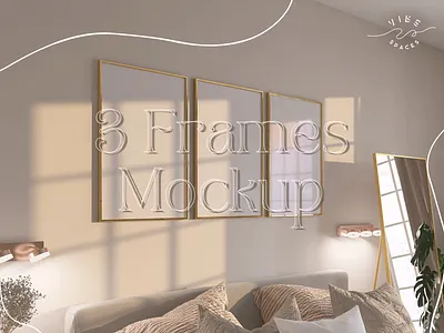 3 Frames Mockup artistic compositions bedroom decor creative mockup set customizable frames design inspiration design presentations design showcase digital design frame mockups high resolution mockups interior design mockups lighting effects mockup design photoshop customization print mockups print on demand realistic framing shadow play visual content visual merchandising