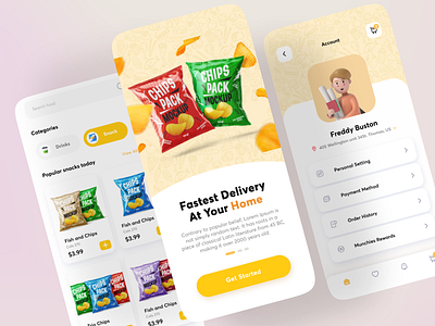 Snack Delivery App - iOS App Design app app design app interface delivery app digital product food food app food delivery foodie app ios ios design mobile design on demand ordering app snack delivery snack lovers ui inspiration user experience user interface visual design