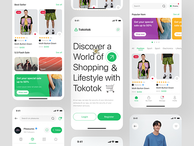 Tokotok - Ecommerce App UI KIT app app design clean e commerce e commerce app easy to use marketplace marketplace app mobile mobile app mobile app design online shop online shopping shop shop app shoping easily shopping app ui ui kit uiux