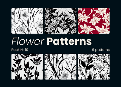 Flower Patterns Pack No 6 design digital download floral background graphic design illustration printable printable digital paper