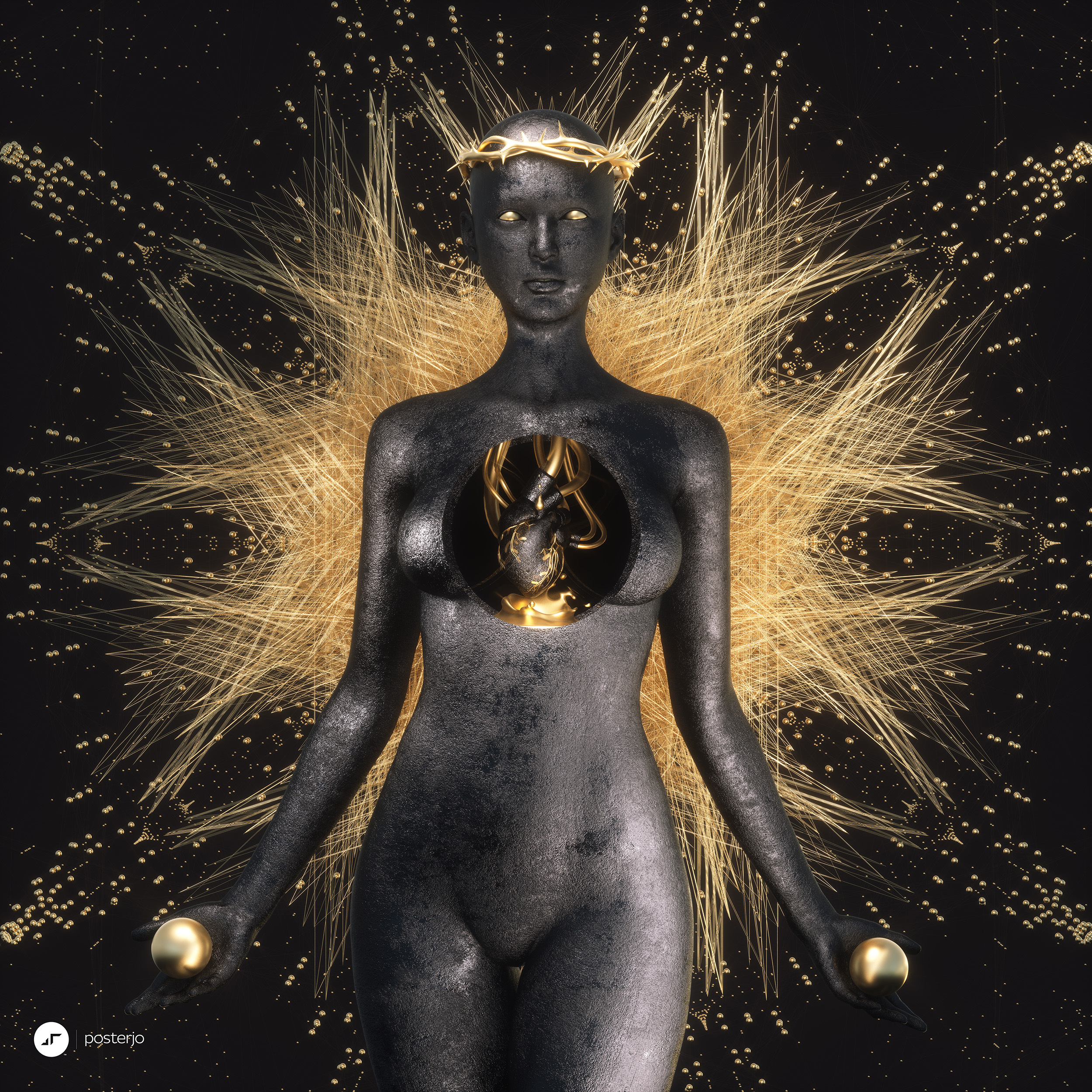 newgen posterjo #140 3d 3dart blender cinema4d golden heart joansterjo octane posterjo render