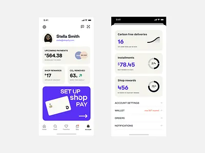 Pay - Account and settings app checkout currency design finance fintech mobile pay payment ui ux wallet